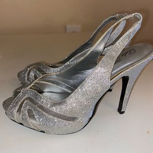 Silver Sparkle Mesh Heels